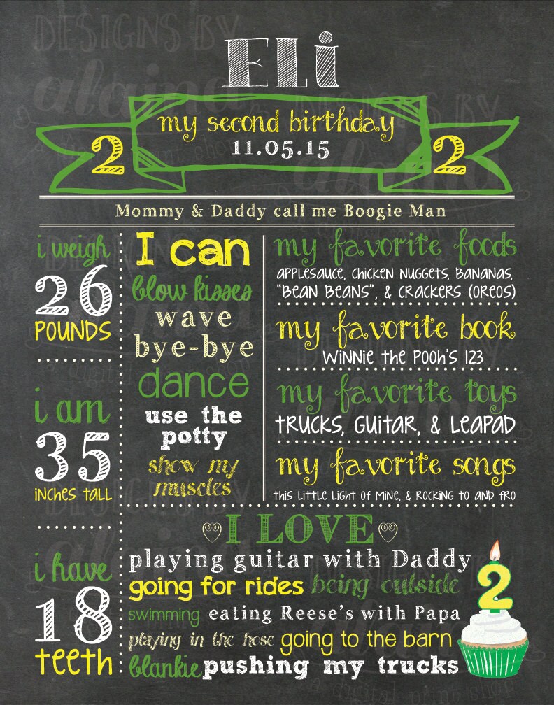 2nd Birthday Chalkboard Birthday Poster Sign Boy John Deere