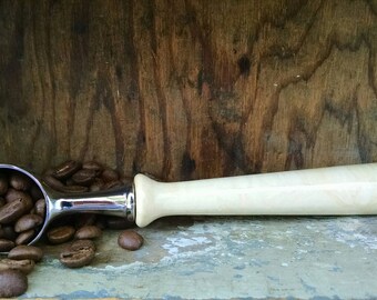 Maple Wood and Chrome Coffee Scoop with Hand Turned Wood Handle - Wood Coffee Scoop - Wood Loose-Leaf Tea Scoop - Gift Idea