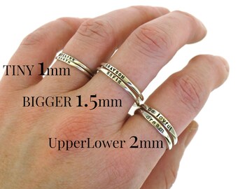 Stacking Ring, custom made silver ring personalized w/ your word choice in sterling silver, stackable rings by Kathryn Riechert