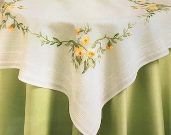 Yellow Pansies Flowers Embroidery tablecloth kit, 80 x 80cm, 31" x 31" by deco-line 11-463