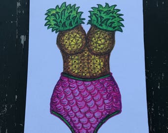 Pineapple Mermaid Bathing Suit