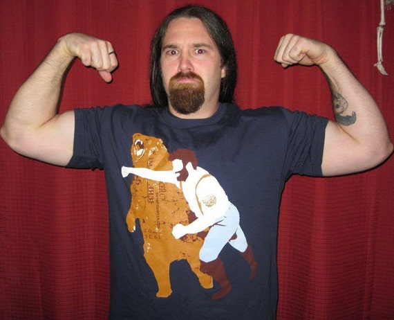 man punching bear t shirt