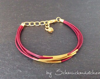 Leather strap gold Bordeaux