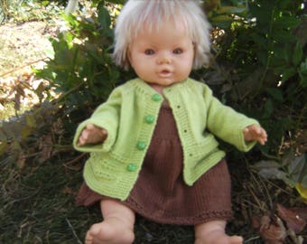ALL baby dress and vest, Brown and pistachio unique