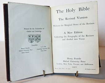 Holy Bible Antique 1911 Antique Christian religious book old book Vintage Bibles unique gifts