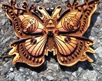 SO butterfly wood pendant/ necklace