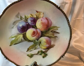 PRUSSIA, ROYAL RUDOLSTADT, 8 1/2", Hand Painted, Grapes and Peaches Plate