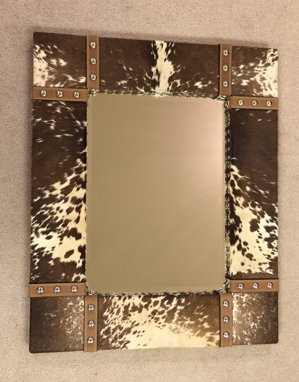 Western Cowhide Leather Mirror