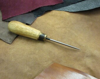 Handforged awl. Cobbler's awl. Leather tool. Wood carving tool. Hand forged tool. Leather tools. Leather craft. Forged awl.