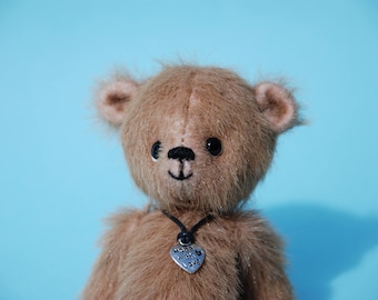 Miniature teddy bear, Handmade, Collectible, OOAK, Eddie - 4" bear