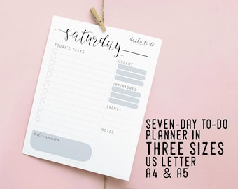 Daily To Do Planner, Printable Organizer, Instant Download, Productivity Desk Planner, DIY Planner, To Do List, Daily Goal, Digital Schedule