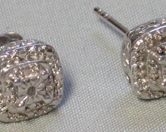 Sterling silver Square Stud post pierced earrings