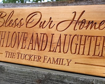 Bless this home wood sign-New home gift-Personalized housewarming gift-first home gift-new homeowner-bless our home sign-house warming gift