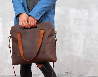 Leather tote bag, leather bag, brown leather tote bag, leather crossbody bag, leather shoulder bag, handmade leather bag, brown leather bag