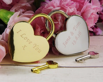 Personalised, Engraved Love Heart Padlock | Love Locks, Couples Gifts, Wedding Locks, Valentines Day Gifts, Christmas Stocking Fillers
