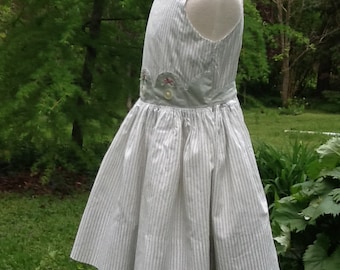 Vintage Girls Sleeveless Cotton Summer Dress Sundress Size 6 Kate Greenaway Dress