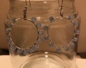 Bead wrapped hoop earrings