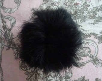 Tassel black angora fur - 6 cm diameter