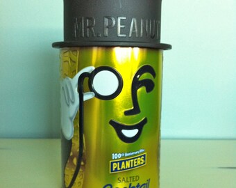 Planters Mr Peanut Tin Container/Vintage Planters Mr Peanut Memorabilia/Top Hat/Bar Decor/Planters/Planters collectibles/Mr Peanut Tophat
