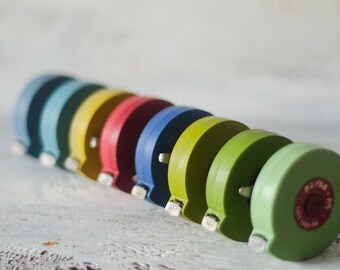 Green Vintage tape measure colorful 2m Roll Up industrial design home tools measuring grid level gift for father