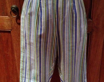 Vintage 1950s Diagonal Striped Capri Pants - S