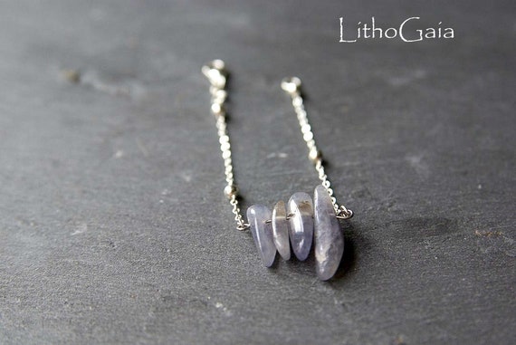 Iolite Bar Bracelet, 925 Sterling Silver, birthstone Bracelet, Iolite jewelry, Iolite Bracelet, Gift for Her, Zodiac, Mother's Day