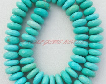 Natural Arizona Turquoise Gemstone Rondelles, RARE Arizona Turquoise Faceted Rondelle Beads, 10-11 MM, Arizona Turquoise Beads, AAA Quality