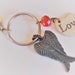 Angel Wings Key Chain, Crystal Heart Key Ring, Angel Key Fob with Rainbow AB Glass Heart and Angel Charm, Beaded Key Ring, Purse Charm