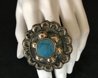 Vintage Kuchi Tribal Large TWO FINGER RING Theater Belly Dance Costume Jewelry Uber Kuchi®
