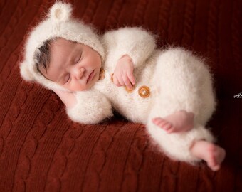 Newborn Outfit, Teddy Bear Outfit, Newborn Set, Teddy Bear Overall, Knit Baby Teddy Bear Outfit. Photography Prop