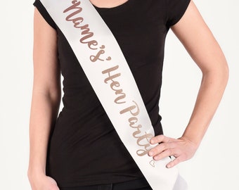 Personal Hen Party Bridesmaid Hen Do Bachelorette Sash Party Wear Ribbon Banner Rose Gold Silver Personalised Wedding Mrs Bridal