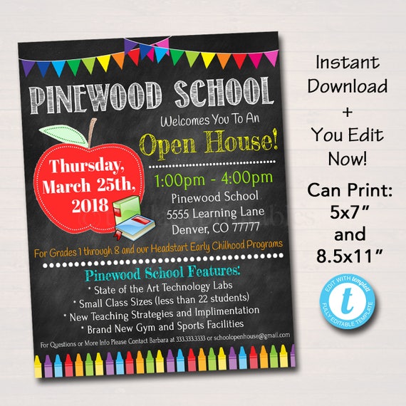 editable school open house flyer printable pta pto flyer pto flyers that can be edited