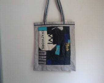 shoulder bag, handmade, print is made of recycled material / fusing plastic