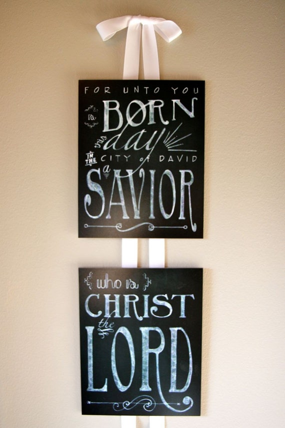 Christmas Bible Verse Chalk Board Wall Art 8x10 mounted