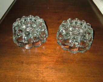 Princess House Crystal 3 Way Ribbed Pillar Taper Candle Holders