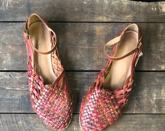 5 M | Muliti-color Woven Leather Huarache Sandals