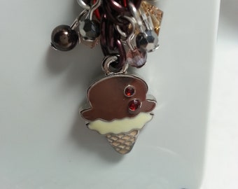 Ice Cream Cell Phone Charm, Cell Phone Dust Plug, headphone jack plug, earcap, headphone dust plug, iphone charm, iphone dust plug , kawaii