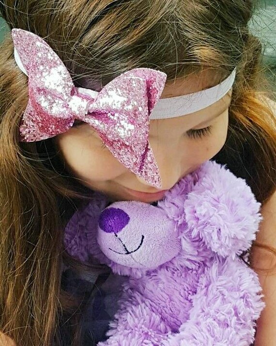 Pink Glitter Bow Headband Girls Glitter Headband Toddlers