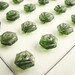 small glass buttons, Vintage buttons made of green glass, hexagon buttons on cards, UNUSED!!