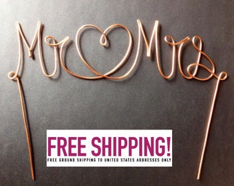 Wire Mr & Mrs/Heart Wedding Cake Topper