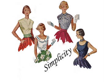 Vintage Sewing Pattern "Simple to Make" 1950's sleeveless blouse sewing pattern - Size 15 - Bust 33 - Simplicity 3263