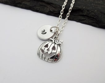 Pumpkin Necklace, Halloween Necklace, Initial Pumpkin Necklace, Charm Necklace, Halloween Gifts, Halloween Jewellery, Halloween Jewelry,Gift