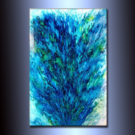 Abstract Painting Original Modern Blue Green Abstract