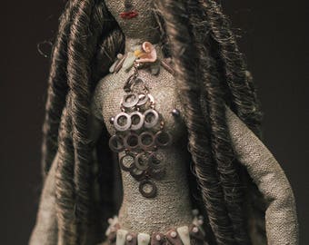 Textile artdoll. Mermaid Siren.