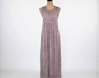 Sleeveless Maxi Dress Boho Hippie Clothes Summer Dress Long Purple Lavender Rayon Grunge Bohemian Dress Festival Clothing Womens Clothing
