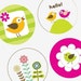 Trendy Flowers and Birds - 12mm x 12mm Round Earring and Pendant Images - Buy 2 Get 1 Free - Earring Images - Instant Download - Scrapbook