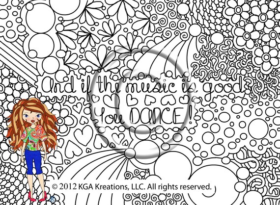 Instant PDF Digital Download Coloring Page Hand Drawn