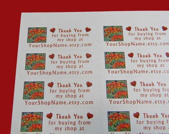 90 PERSONALIZED Thank You Labels. 3 Sheets of White 1-Inch Labels. 5384