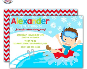 Winter Pool Party Invitation, Winter Pool Party Birthday, Pool Party Invitation, Winter Birthday Party
