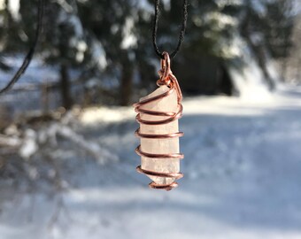 Danburite Copper Wire Wrap Adjustable Hemp Necklace